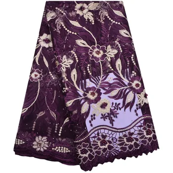 

Tulle Lace Fabric With Beads 2018 High Quality Women Dress Lady Clothing Embroidery Mesh Lace Fabric A1248