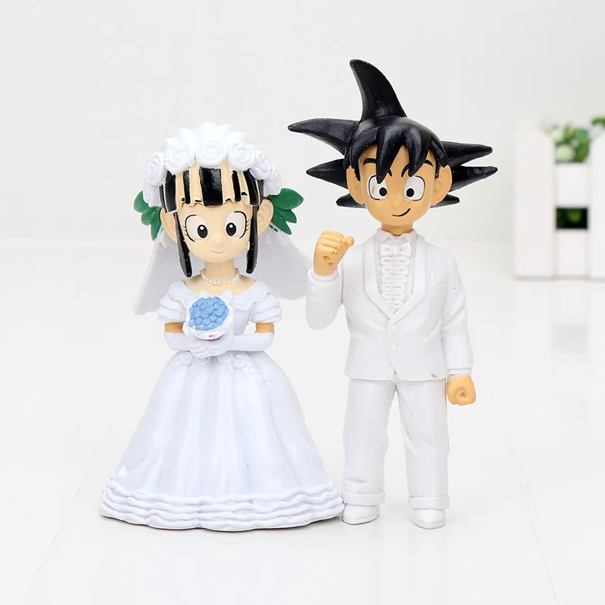

10sets 7.5cm / 11cm Dragon Ball Z Figure Goku ChiChi Wedding PVC Action Figure Model Toys Christmas Gift