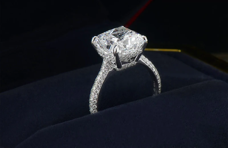 YINHED 5CT принцесса разрезанный Муассанит Диамант Свадебные Кольца для женщин чистого твердого 925 серебро обручальное кольцо Модные ювелирные изделия ZR600