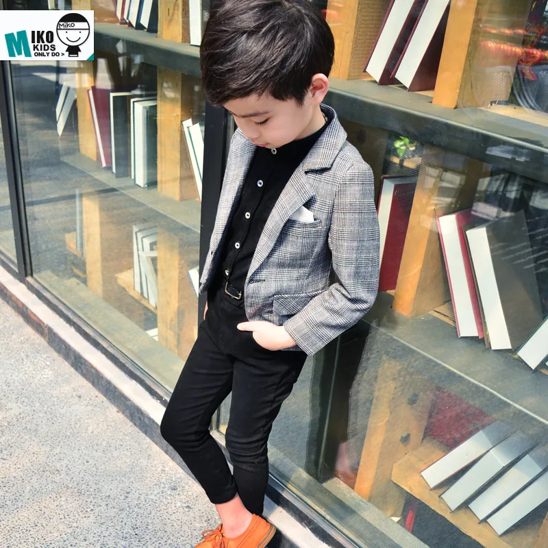 Buying Kid Boys Blazer For 2-10Yrs Boys Jacket pant Shirt 3parts Wedding flower Dress Kid Fashion Show black Blazers Suit