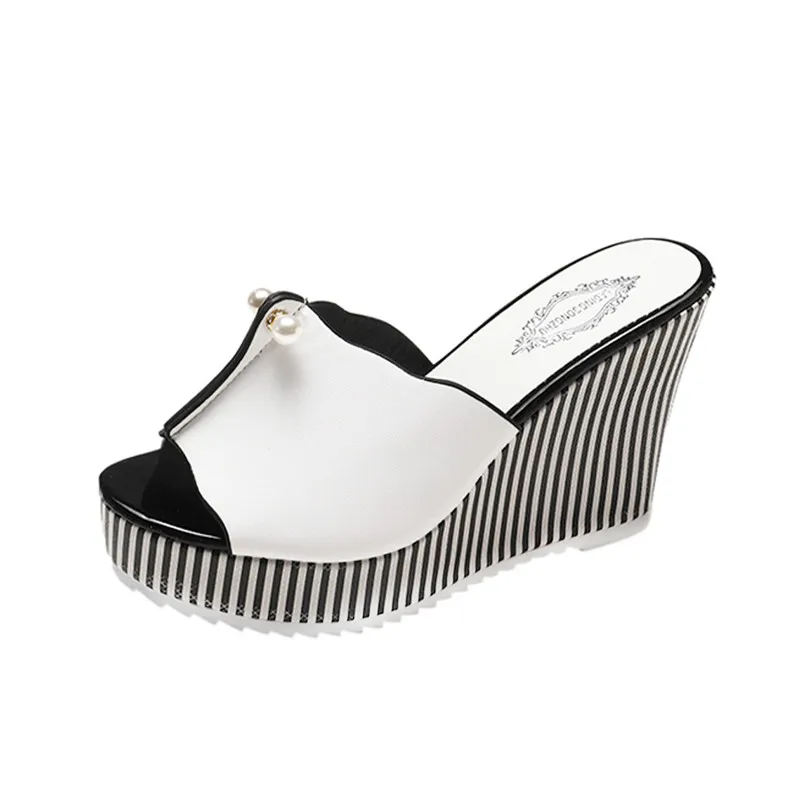 platform thick heel casual slippers