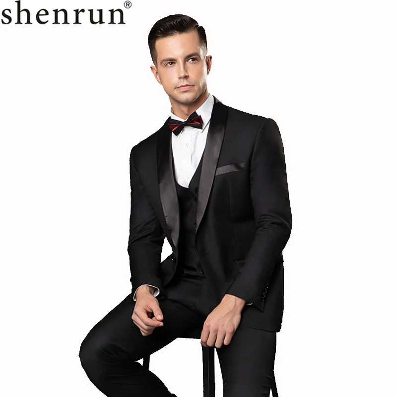 

Shenrun Men's 3-Piece Tuxedo Slim Fit Shawl Lapel Jacket+Vest+Pants Groom Suit Stage Show Singer Musician Business Party Prom
