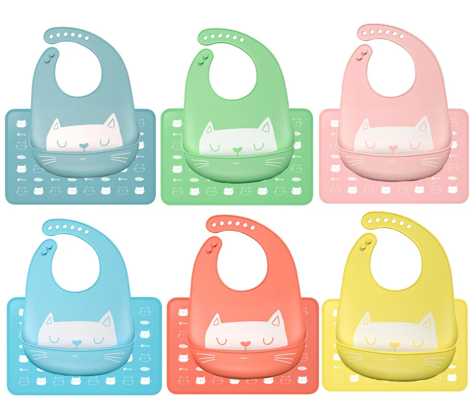 

Waterproof Baby Silicone Bibs Burp Cloths Toddler Kids Adjustable Feeding Apron Saliva Bandana Placemat
