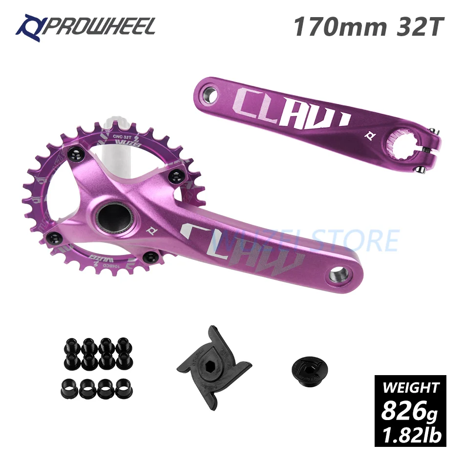 Prowheel 104 BCD mtb шатун со звездочками для велосипеда пластины 170 мм/30/32/34/36/38 T Круглый звездочки шатун для горного велосипеда комплект велосипед Запчасти - Цвет: 170mm Purple 32T