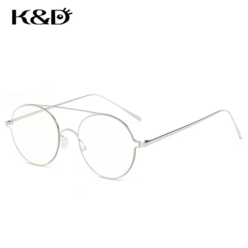 K&D Brand New G Eyewear Frame Alloy Glasses Double Bridge Round Aviator
