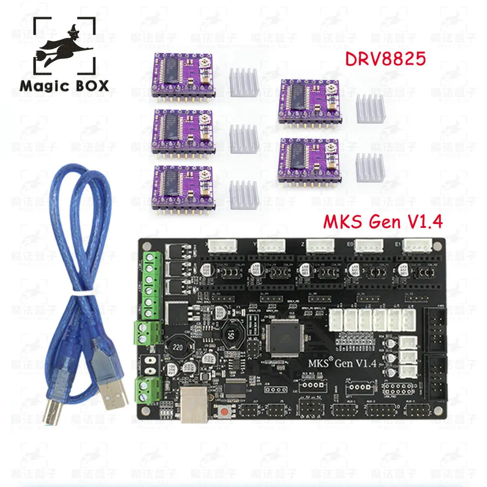 

Latest 3D printer parts MKS Gen V1.4 control board Mega 2560 R3 motherboard RepRap Ramps1.4 compatible, with USB+5pcs DRV8825