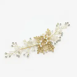 Корейский темперамент золотой бисер боковой зажим свадебная тиара невесты голова цветок ювелирные изделия фотостудия с макияж стиль