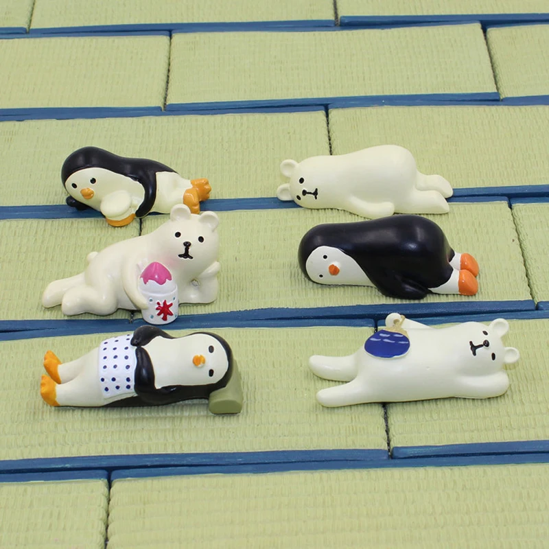 

Lazy Bear Figurines zakka Miniature Decorations Cute penguin Japanese Style Lying White mini Bear for Children Lovely Resin