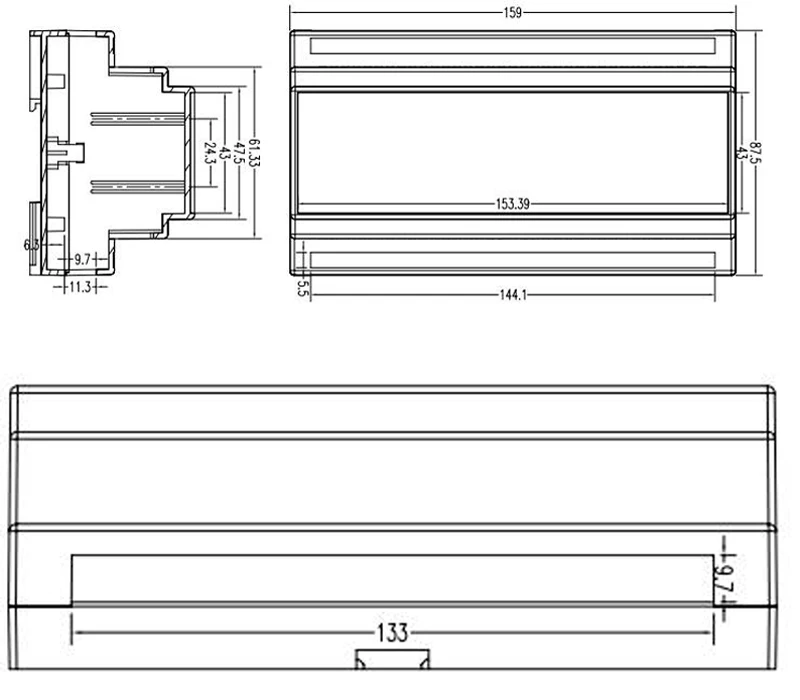 1 шт./лот корпус промышленной системы управления 88*158*59 мм ABS пластик diy Распределительная Коробка Чехол для din-рейки переключатель модуль устройства