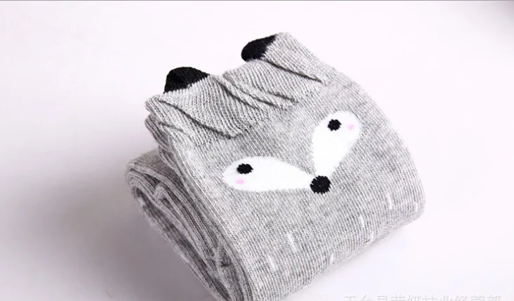 Cotton Cartoon Children's Baby Fox Socks With Bear Knee Highs Long Cute Infantil Kids for Girls kniekousen 3-12 Years old 1pcs - Цвет: 7