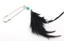 Free Shipping 10PC Lot fashion jewelry gifts silver kilt pin jewelry black feather 7 5cm safety