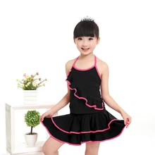 Дешевый детский костюм для латино-американских платье для латино-американских танцев юбка костюм для практики, соревнований платья Бальные платья для девочек