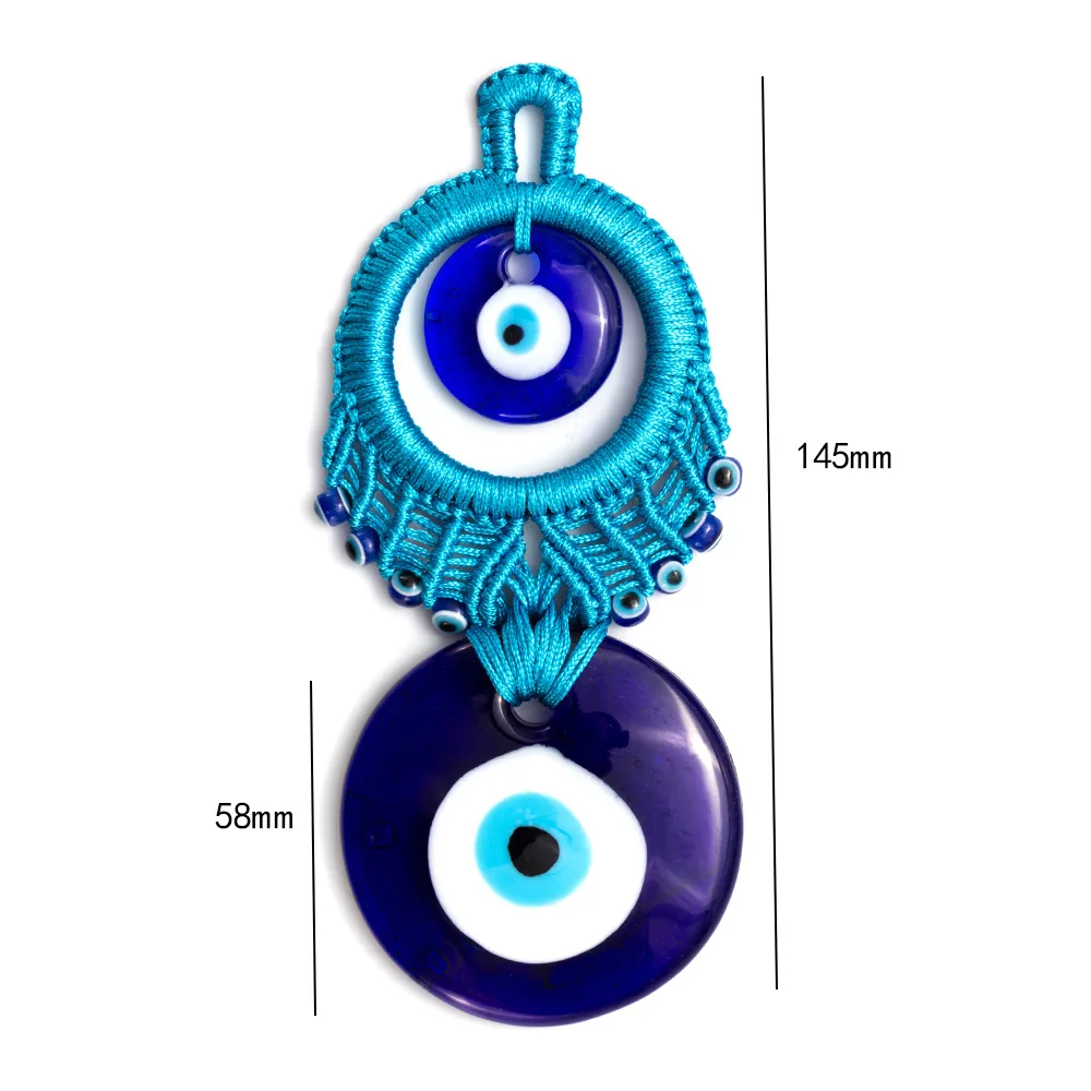 Lucky Eye Плетеный настенный индейка злой брелок для ключей в форме глаза красочный стеклянный брелок для ключей ювелирные изделия изготовление ручной работы EY1061 - Цвет: Light blue