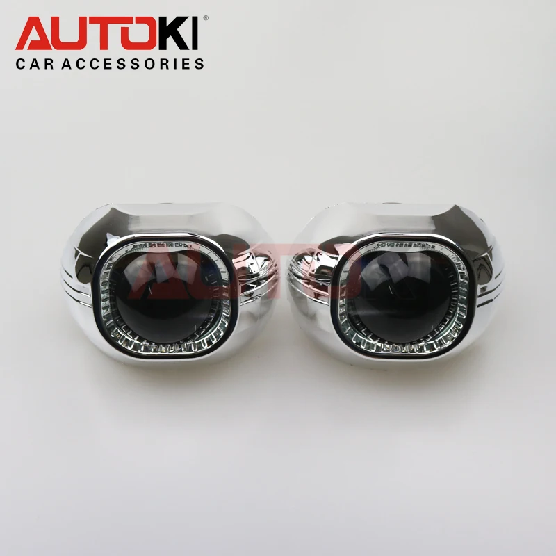 

Autoki 3.0 inch Q5 Square Bi-xenon Lens Projector HID Headlight Metal Headlamp Lenses H4,Use D2S D2H Bulbs Car External Lights