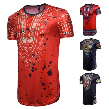 

2019 African Wind printing round neck short sleeve fashion african men clothing