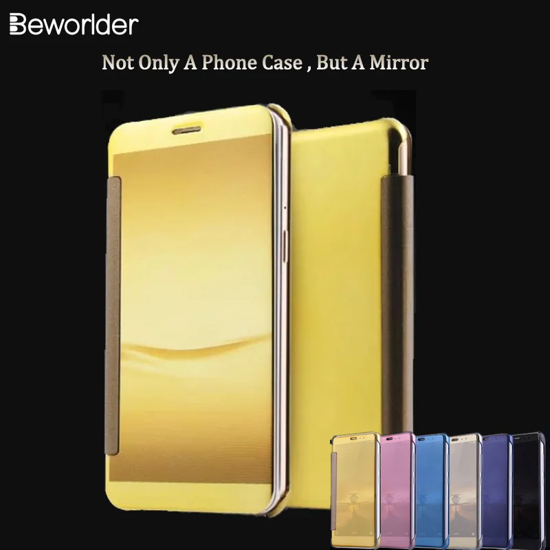 Beworlder For Oppo R9s Smart Touch Mirror Window Clean View Hard phone shell Ultra Luxury High Quaility PU leather Flip Plastic | Мобильные