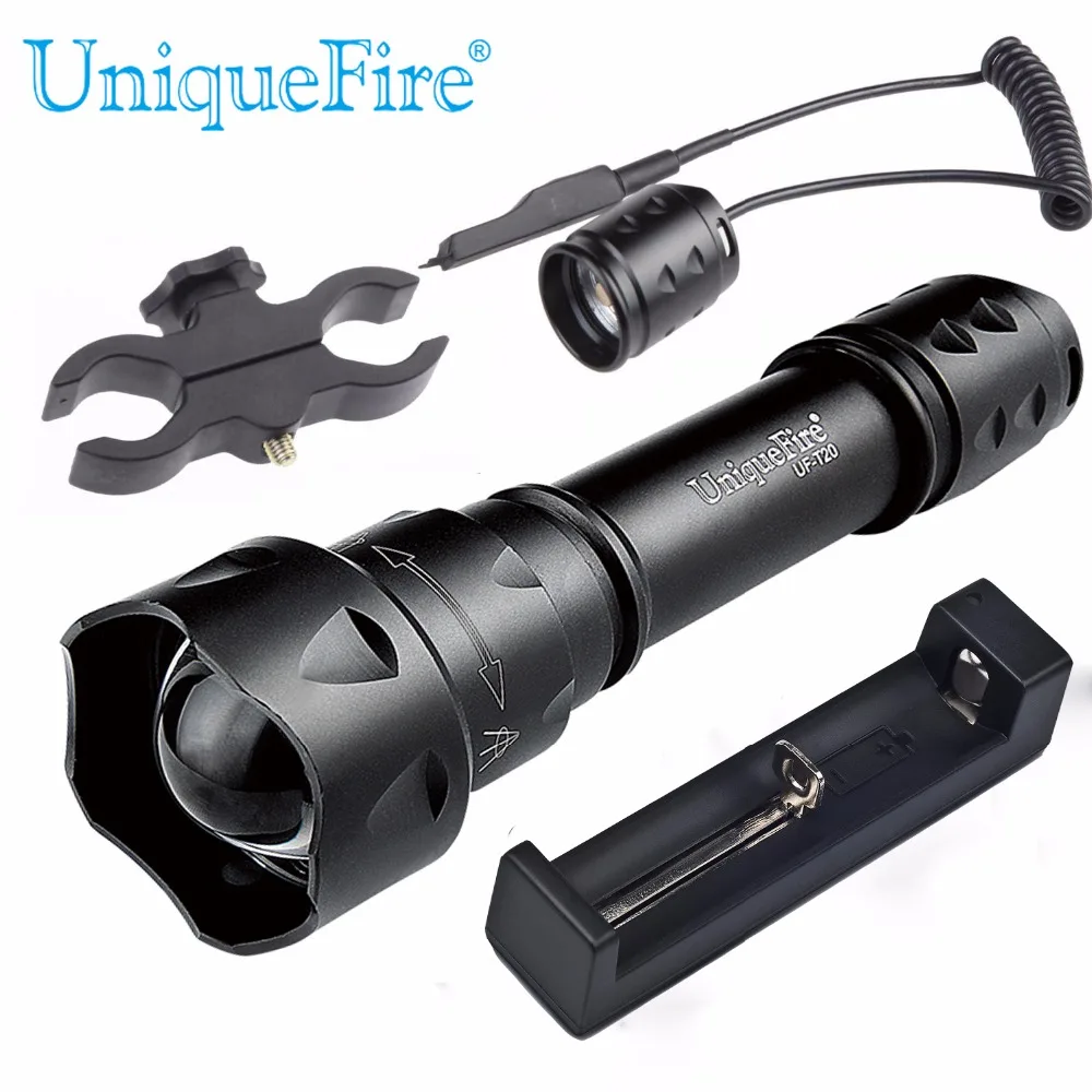 

UniqueFire IR 850nm Torch 3 Modes The New T20 Zoomable Flashlight +Charger+Tactical Remote+ Scope Mount For Camping For Hunting