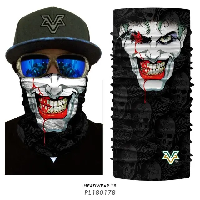 3D бесшовный волшебный шарф Jokers Череп Бандана военные трубки шарфы-кольца маска для лица велосипедные шарфы велосипедный головной платок Головные уборы - Цвет: PL180178