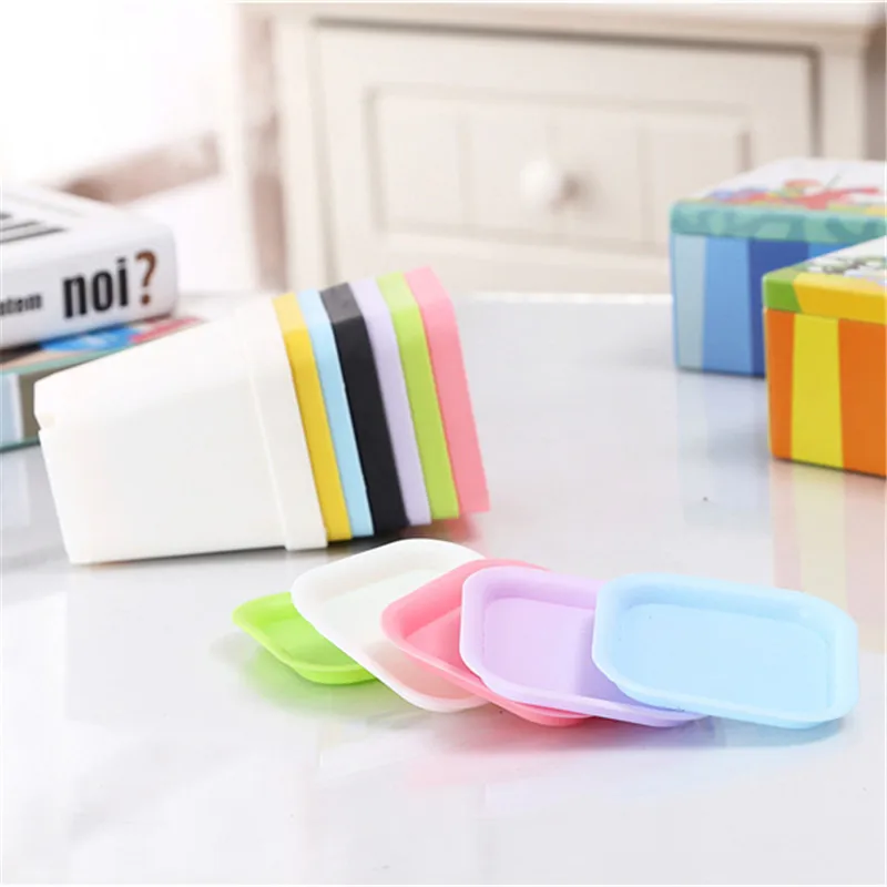 

1 Pc Gardening Mini Plastic Flower Pot Including Tray Vase Square Flower Bonsai Planter Nursery Pot Color Random Plant Pot