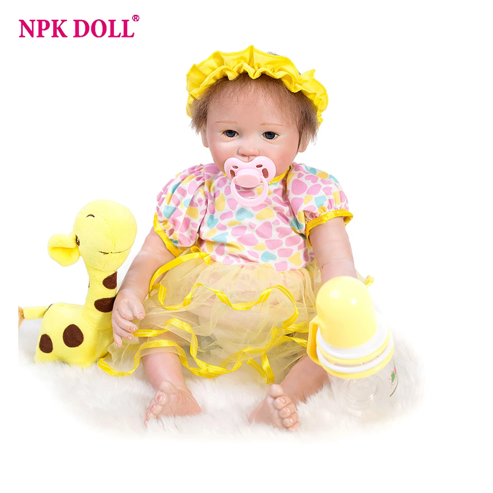

soft Silicone Dolls Reborn Soft Body blue eye Baby Girl Doll Vinyl 46cm Dolls Brinquedos Bebe Reborn menina de silicone Gift