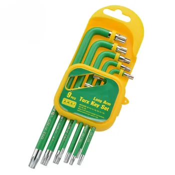 

High Quality Green Hex Key Wrench Set Short Arm Star Key Set CR-V SAE Metric Allen Hand Tools Wrench Tool Set T10-T50