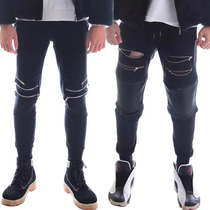 Мужские штаны на молнии для сцены шаровары певицы танцев рок pantalon homme уличная