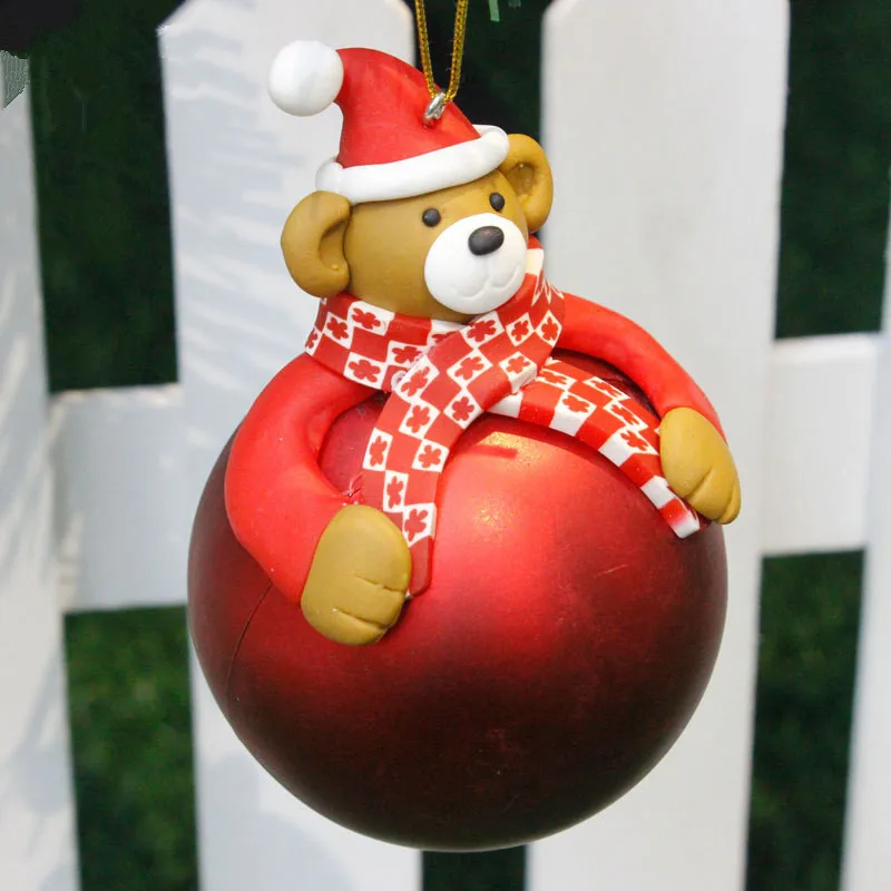 Новогодние украшения, шары с рождественским орнаментом, Санта Клаус, лось, Рождественская елка, рождественский подарок для дома, вечерние подвесные украшения, кулон, Q - Color: Bear
