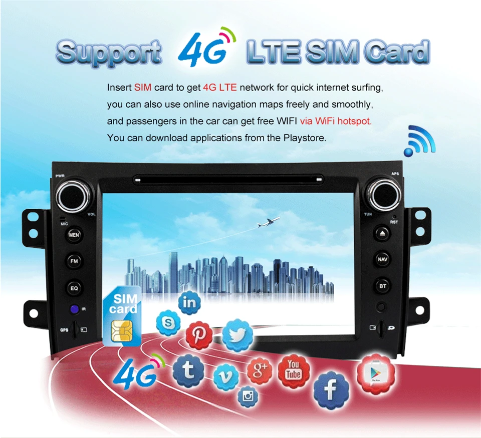 Clearance KiriNavi Octa core 4G LET android 7 car radio for Suzuki SX4 multimedia system 2006 - 2011 support 4K Video 4G 2