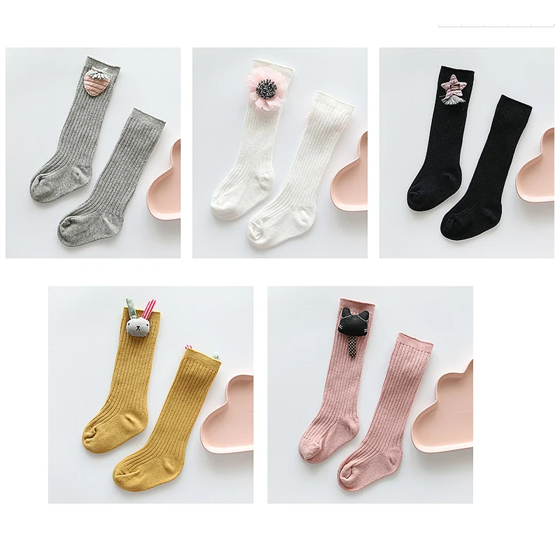 Осенне-зимние носки принцессы для маленьких девочек милые Гольфы с объемным рисунком для новорожденных девочек, Хлопковые гольфы для малышей