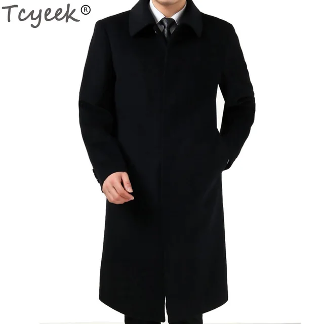 Tcyeek Winter Mens Long Coats 3XL Men's Woolen Jackets Cashmere Coat