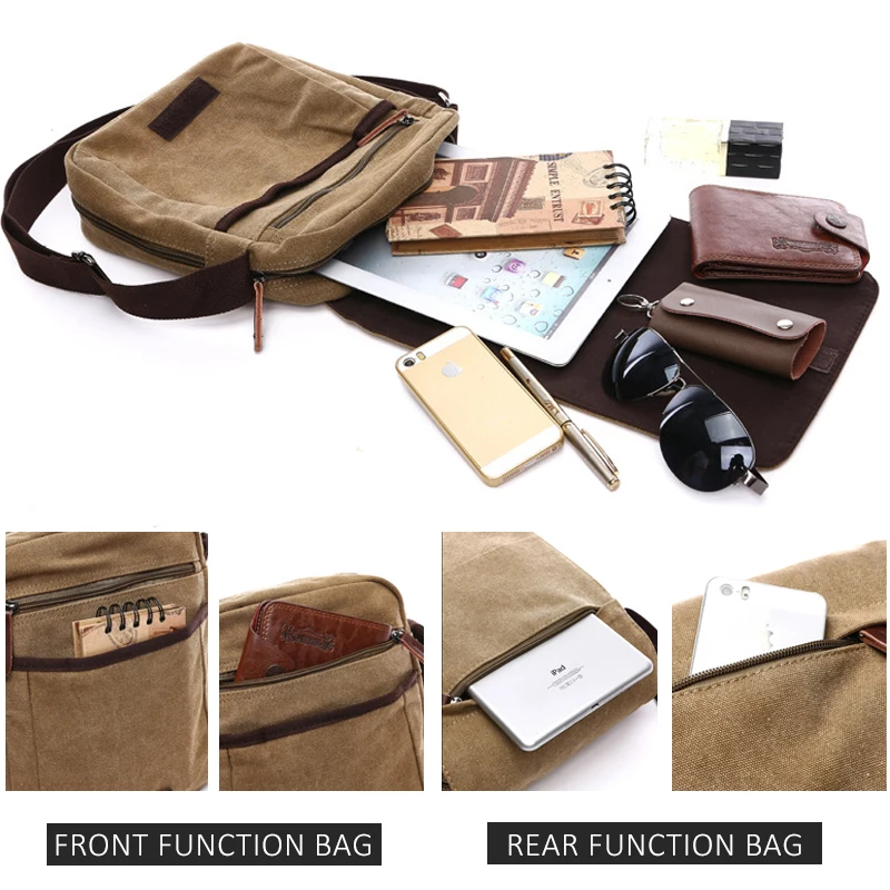  Scione Fashion Solid Canvas Messenger Satchel Bags Buckle Casual Portable Shoulder Bag Korean Trend - 32918430189