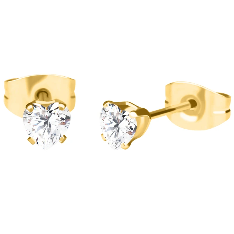 China Fashion Jewelry Stainless Steel Earring Kpop Accessories Imitation Heart Shape Cubic Zirconia Stud Earring For Men Gift  (1)