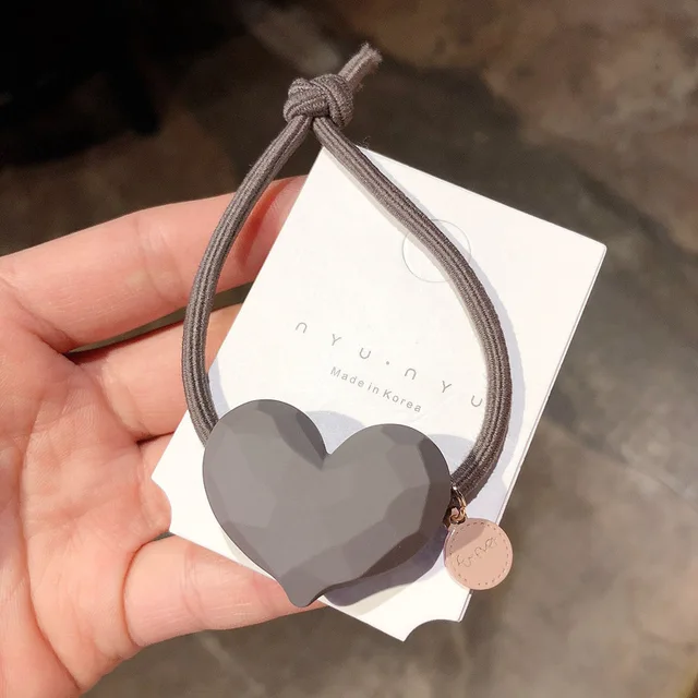Ruoshui Heart Scrunchies For Woman Girls Hair Ties Sweet Lovely Hair Accessories Elastic Hairband Ornament Hair Gum Girl Holders gray