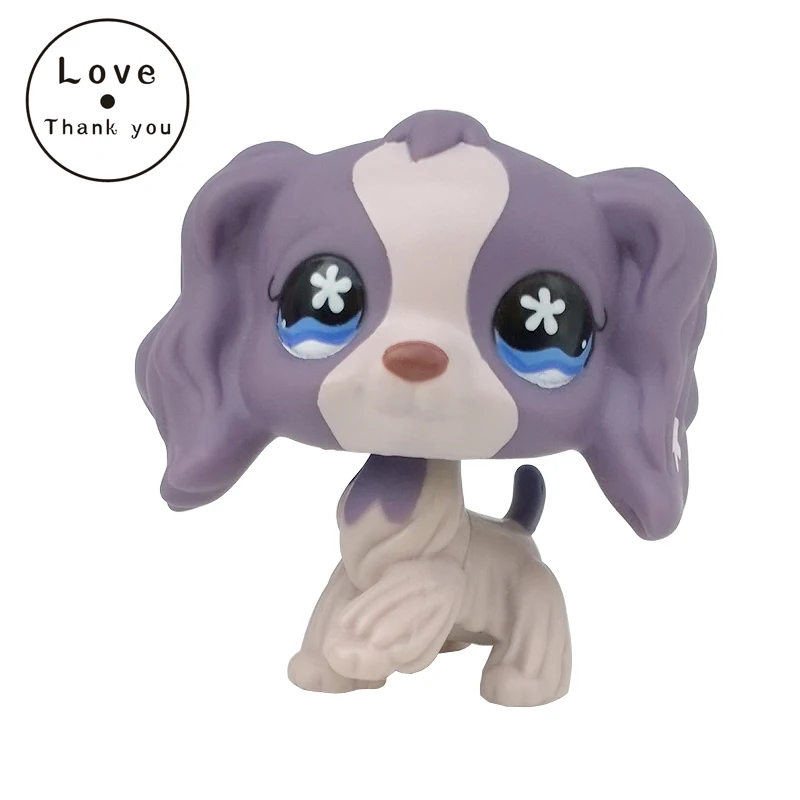 

pet shop lps toys Rare SPANIEL dog #672 Light Dark purple puppy with star blue eyes
