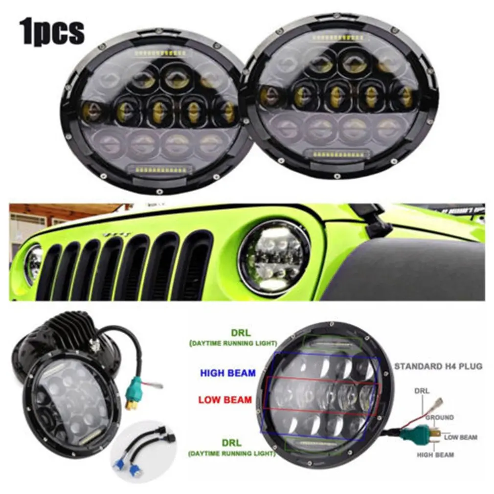 

75W LED Round Headlight Waterproof 7500LM 6000K Super Bright Head Lamp Work Light Daytime Running Light for Jeep Wrangler