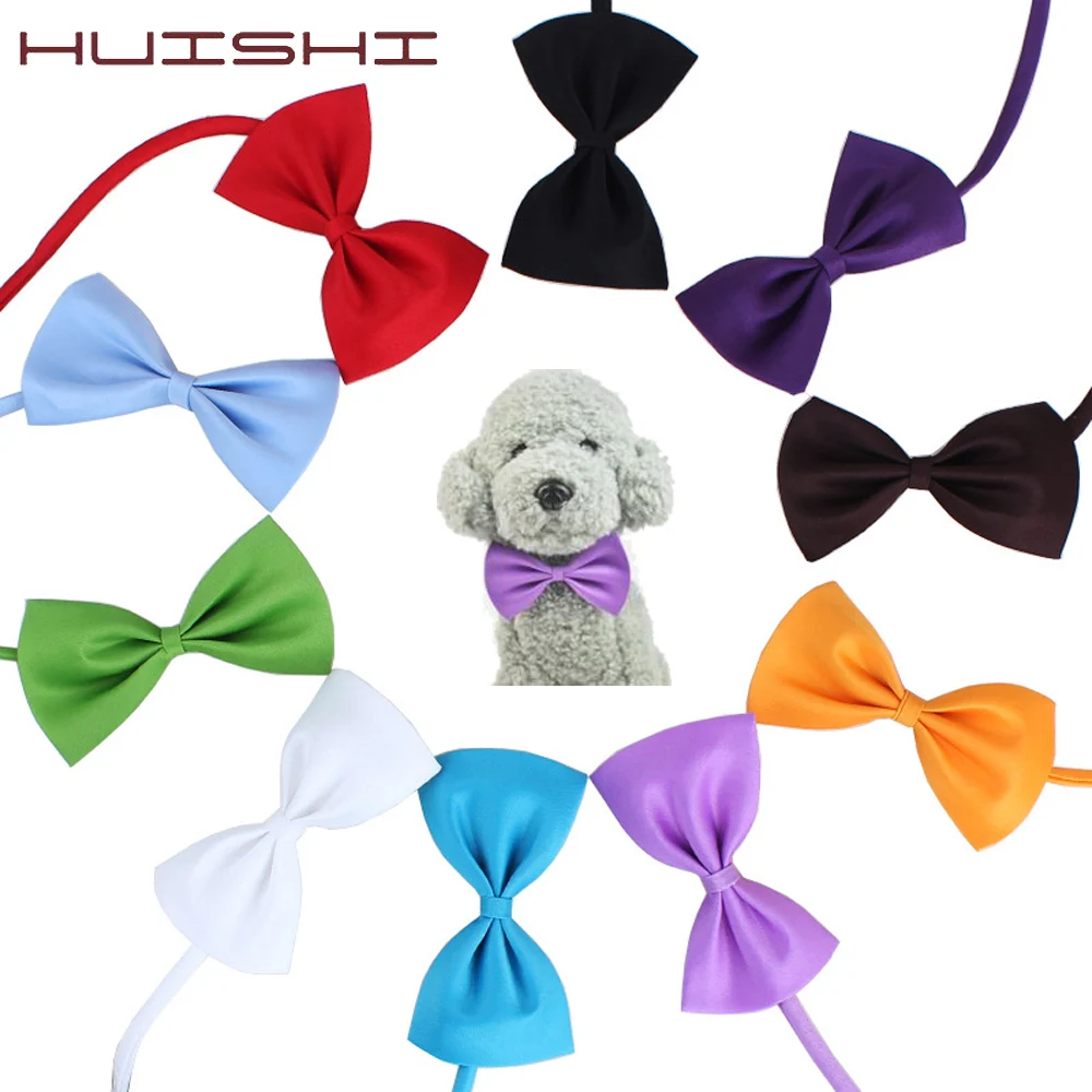 

HUISHI Wholesale Dog Cat Rabbit Accessories Adjustable Pet Bowtie Mix Neck Tie Polyester Ribbon Multicolor Pet Animal Bowties