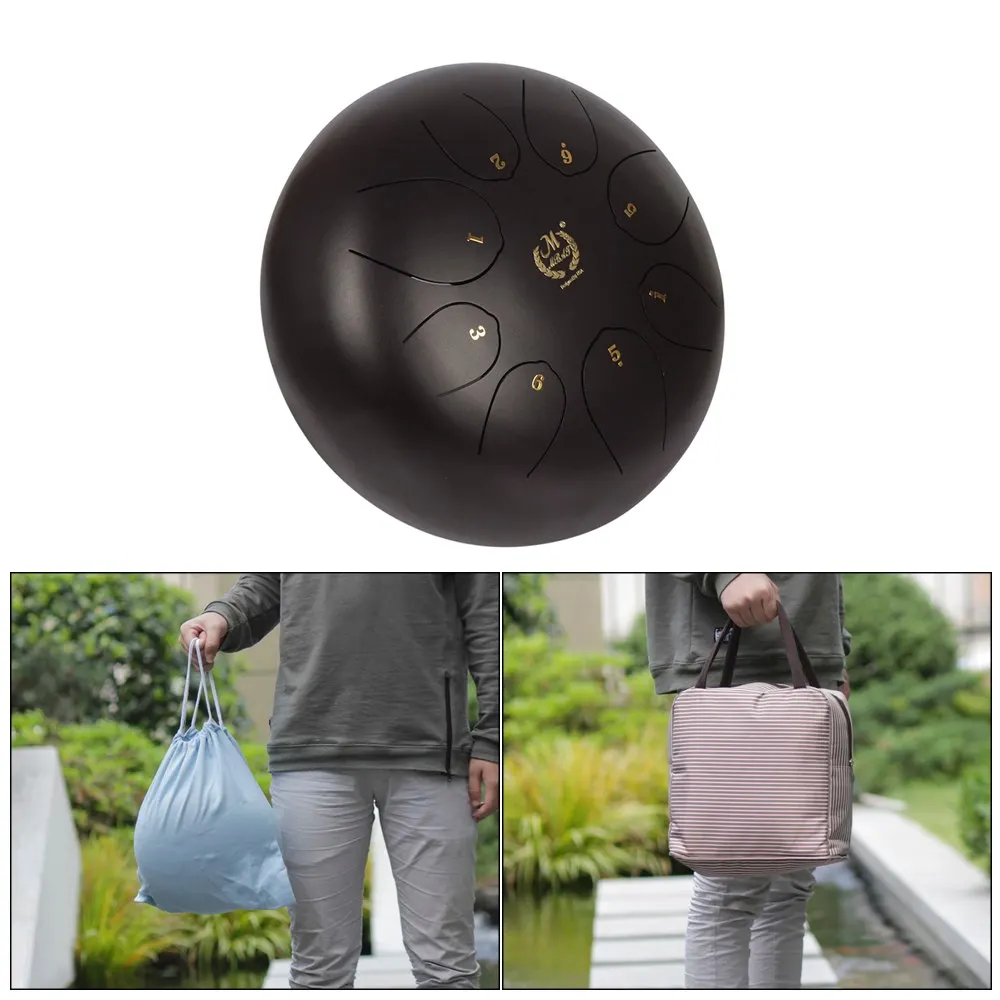

10 Inch Steel Tongue Drum Percussion Instrument Hand Pan Drum with Drum Mallets Carry Bags Note Sticks