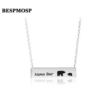 

Bespmosp 24PC/Lot MAMA Bear Mother And Child Chain Dog Tag Pendant Necklace Chain Family Love Mother's Gifts Mom Jewelry Women