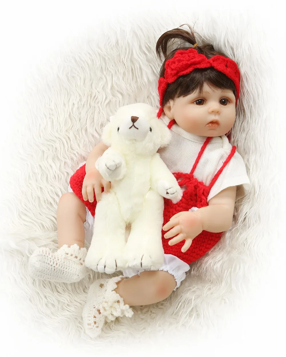 

NPK 20" 48cm New Arrival Reborn Dolls Full Silicone Body Newborn Girl Doll Baby Toy With Teddy bear Children's Day Gifts