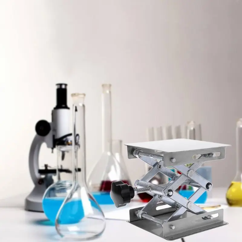  Laboratory Lifting Platform Stand Rack Scissor Jack Bench Lifter Table Lab 100x100mm Stainless Stee