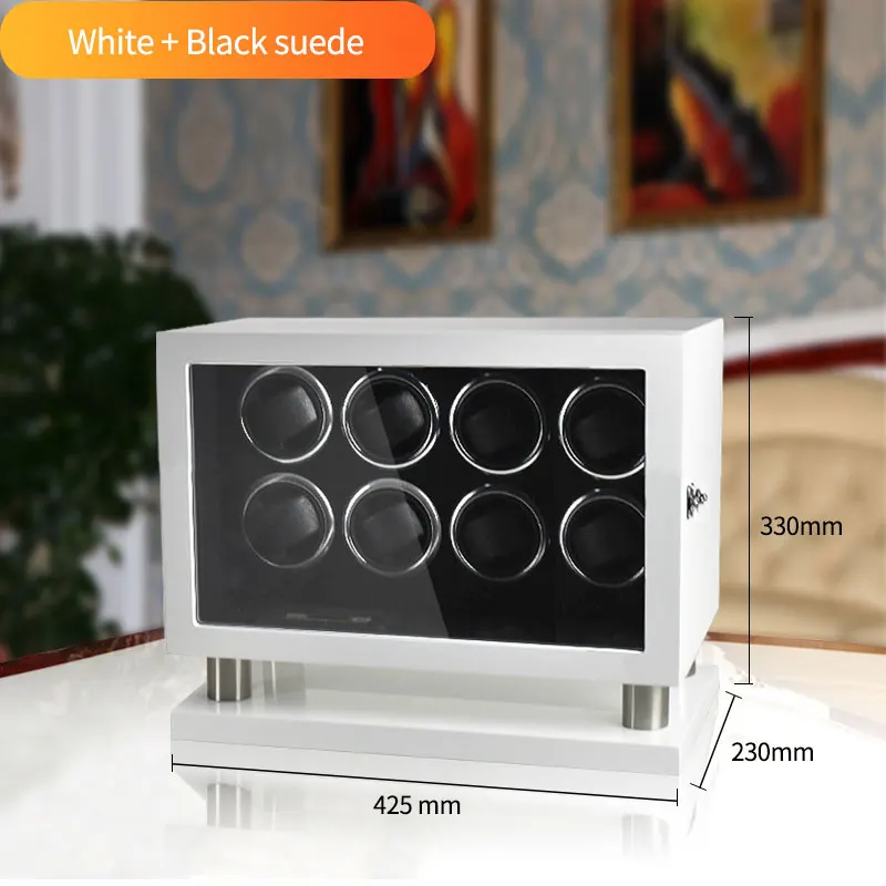 Высококлассные Часы winder 6 автоматические часы с коробкой Электрический вращающийся ящик Органайзер для часов с ЖК-сенсорным и TPD режим/сюрприз, подарок коробка - Цвет: 8w -White w Black