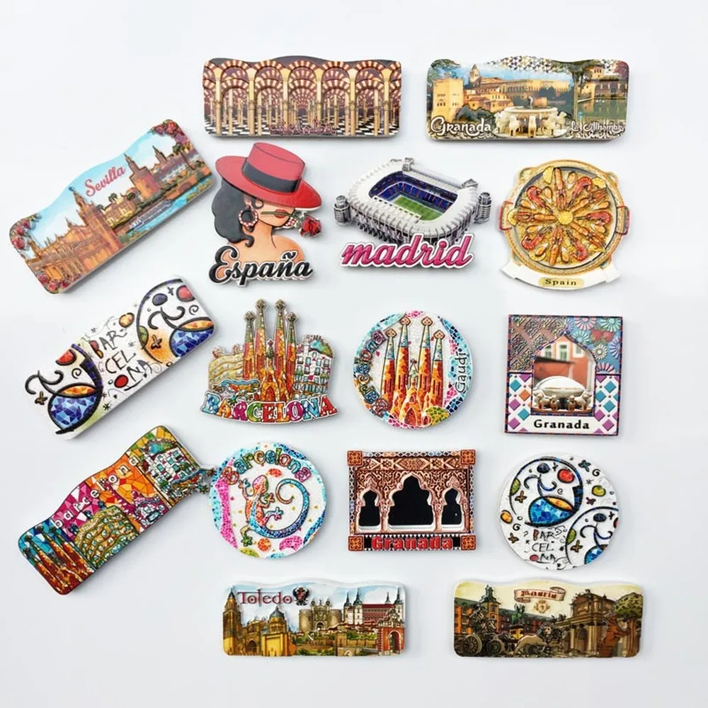 

BABELEMI 1pcs Hot Spain Madrid Barcelona Toledo Granada Fridge Magnet Souvenirs Refrigerator Magnets Stickers Gift Home Decor