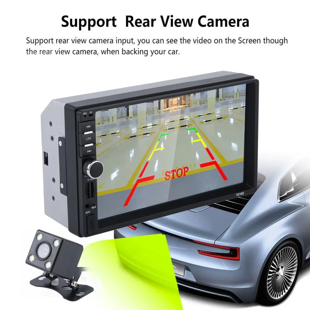 

7 Inch Touch Screen Car MP5 Player Durable Stereo Music Player Bluetooth Vehicle Radio With Camera EU Plug