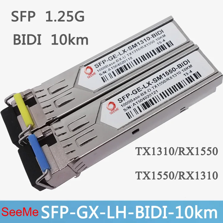 SeeMe SFP GE LX SM1310 BIDI SM1550 однорежимный модуль 1 25G TX13010/RX1550nm 10km|bidi| |