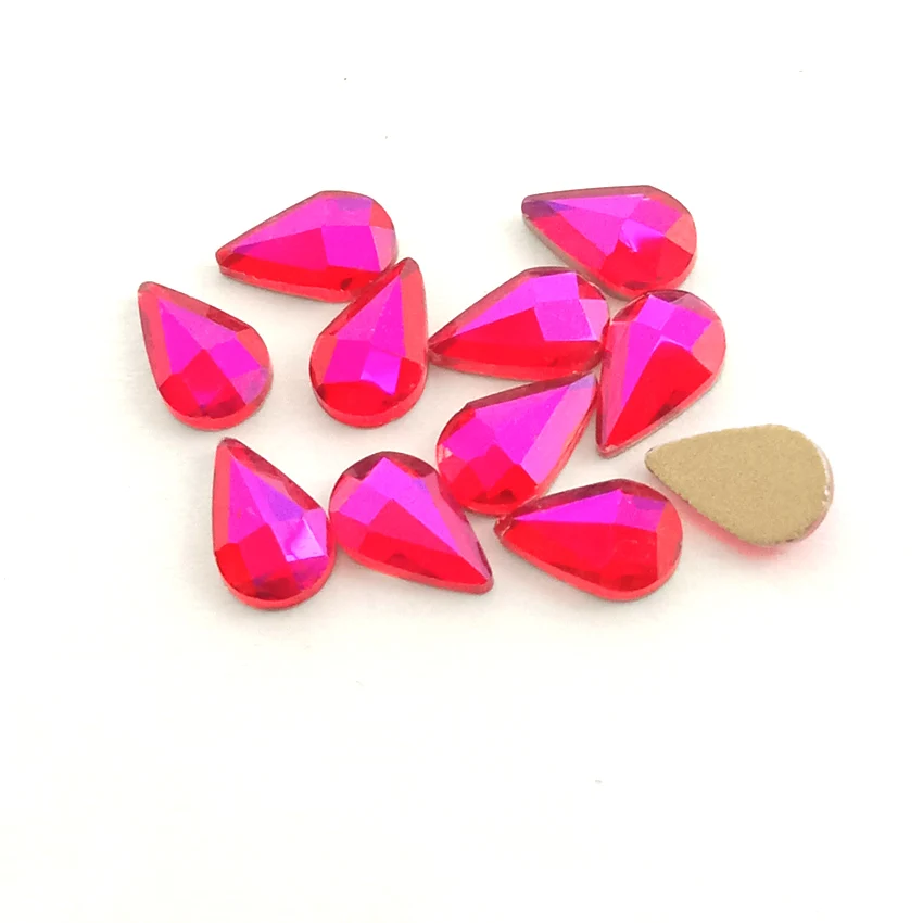 

5pcs Crystal Flatback Nail Rhinestones Gems DIY 3D Heart Oval Marquise Rhombus Diamond Stones Nail Art Decoration Glitter Red AB