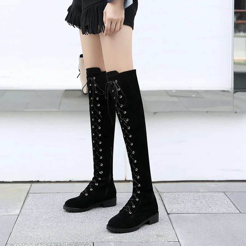 black tall boots low heel