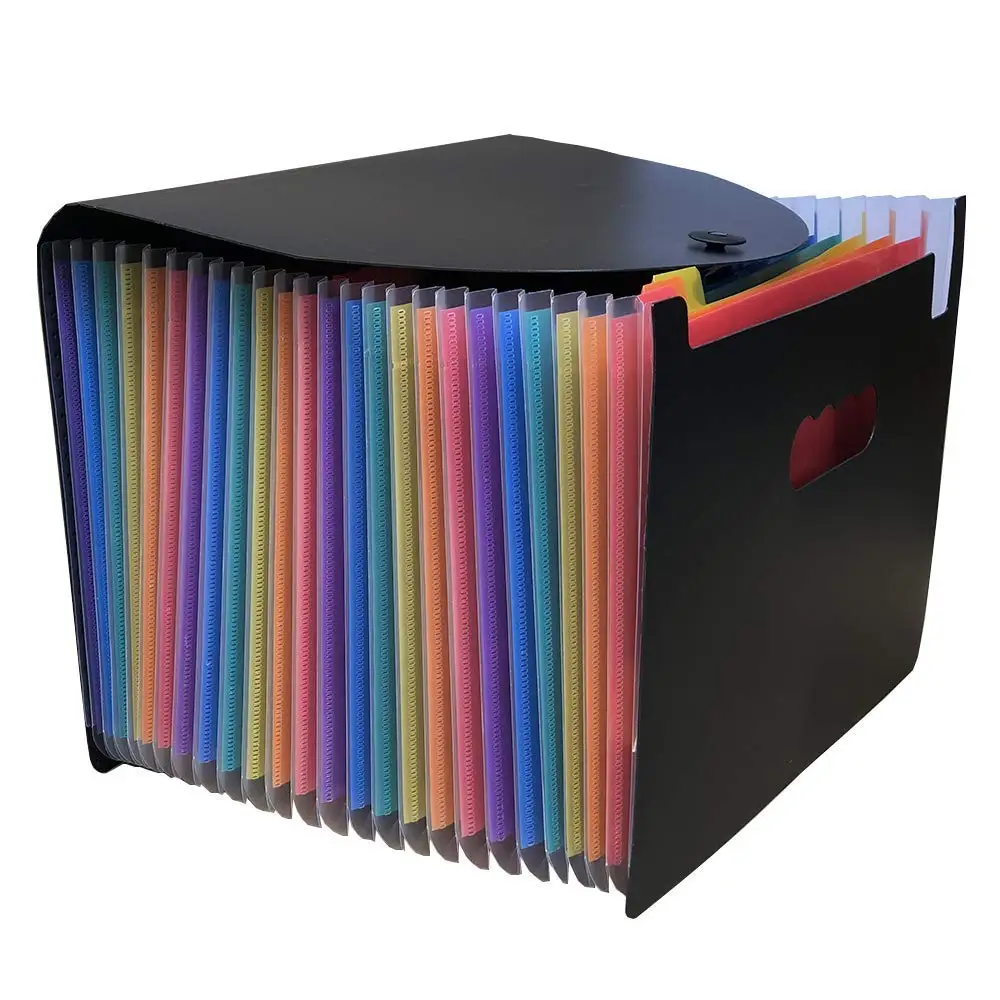 24 Expanding Files Folder Plastic Rainbows File Organizers A4 Letter Size Storage Business Card Portable Documents Holder Wallet |