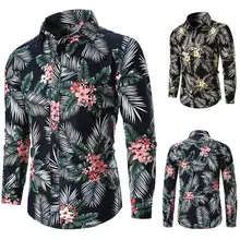Новые летние мужские с коротким рукавом пляжный Гавайские рубашки хлопок повседневные Цветочные стандартные для рубашек Мужская одежда Мода ретро с цветочным принтом