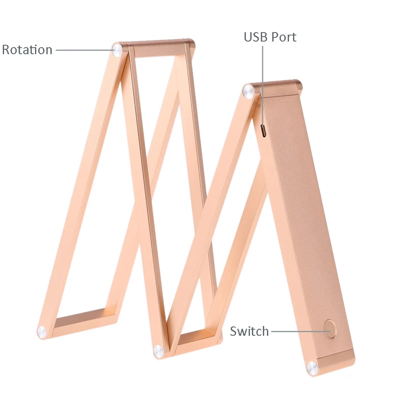 2018 авиации-Класс свет стол Алюминий ультра-легкий Настольная лампа Свет Книга с Беспроводной Desktop Портативный складной USB настольная лампа
