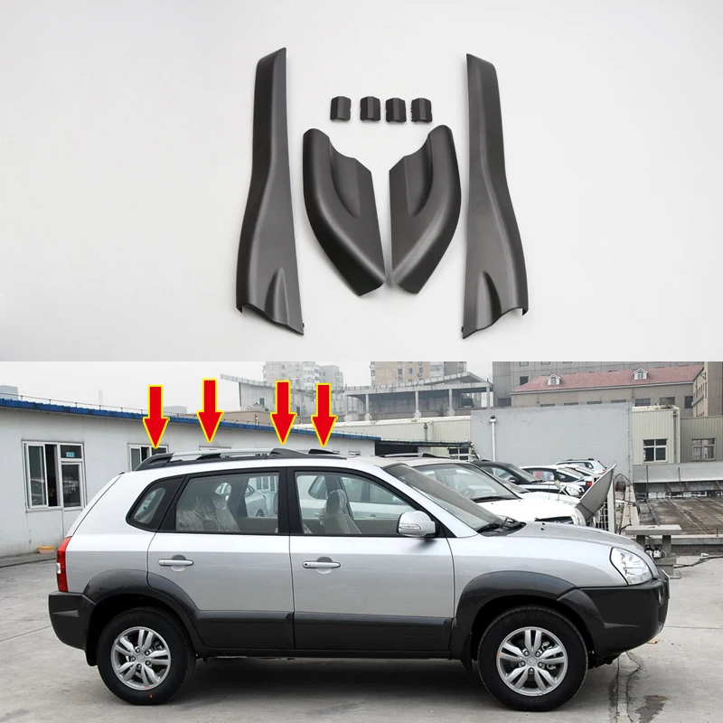 8pcs Roof Rack Rail End Protective Cover For Hyundai Tucson 2004 2005